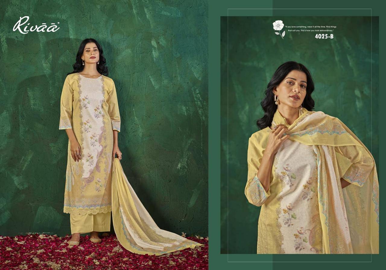 SABAA Vol - 5 By Rivaa 4022 Series Beautiful Pakistani Suits Colorful Stylish Fancy Casual Wear Lawn Digital Print Dresses At Wholesale Price